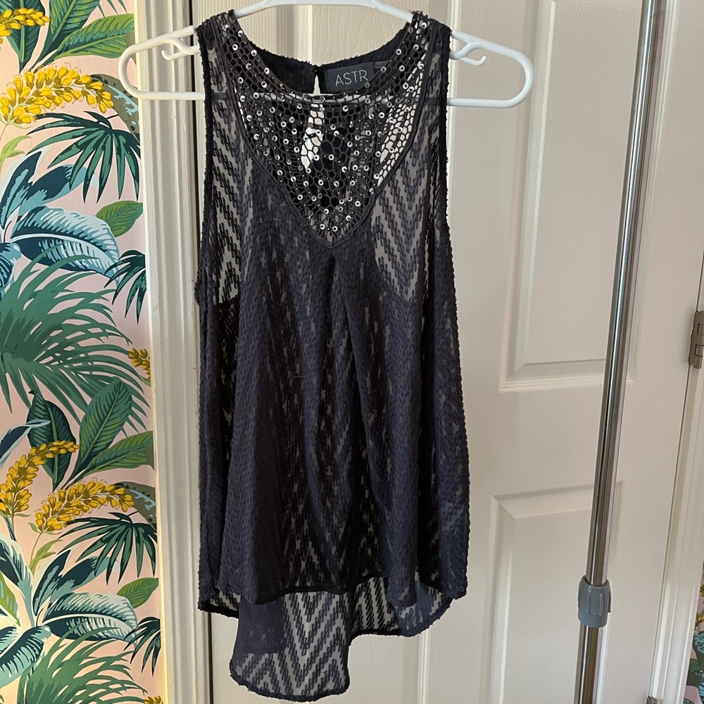ASTR Dark Grey Burnout Tunic Tank Size Small